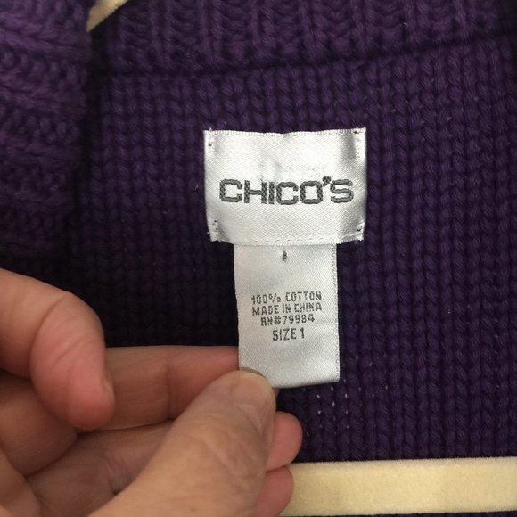 Chico's Ribbed Knit Cardigan Sweater Equestrian - Picture 3 of 7